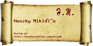 Heszky Miklós névjegykártya