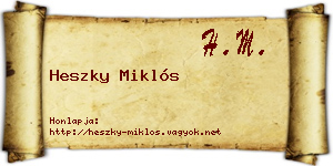 Heszky Miklós névjegykártya